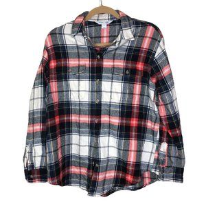 The Boyfriend Shirt Flannel Sz Med Cabin Fall Plaid Winter Holiday Cold Weather